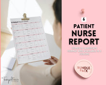 Load image into Gallery viewer, 6 Patient Nurse Report Sheet to Organize your Shifts | Nurse Brain Sheet, ICU Nurse Report Patient Assessment Template | Pink
