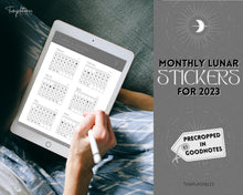 Load image into Gallery viewer, Digital 2023 Lunar Calendar Stickers | Moon Calendar Sticky Notes, 2023 Moon Phase Digital Stickers