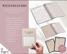 Load image into Gallery viewer, Gratitude Journal Printable Bundle | Mindfulness Log, Gratitude Template, Self Care & Wellness Planner | Lux