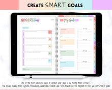 Load image into Gallery viewer, Digital GOAL Planner | GoodNotes Goals Tracker, SMART Goal Setting, Vision Board, UNDATED iPad Goal Journal | Pastel Rainbow
