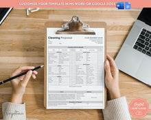 Load image into Gallery viewer, Cleaning Proposal & Commerical Cleaning Estimate Template | Editable Commercial Cleaning Services Template