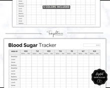 Load image into Gallery viewer, Blood Sugar Tracker | BUNDLE of 6 Blood Sugar Logs, Glucose Tracker, Diabetes Log, Medical Planner Printable, Type 2, Gestational Diabetes
