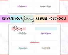 Load image into Gallery viewer, Disease Template, Nursing Patho Pathophysiology Study Guide for Students, Med Surg Brain Sheet, Disease Overview Printable | Pastel Rainbow