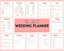Load image into Gallery viewer, Wedding Planner Printable BUNDLE | Wedding Binder, Checklist, Budget, Wedding Day Schedule & To Do List Planner Book | Pink Watercolor