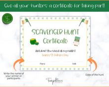 Load image into Gallery viewer, St Patricks Day Scavenger Hunt Printable Game | Kids Leprechaun Tresure Hunt Game for St Patricks Day | Pot of Gold