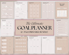 Load image into Gallery viewer, Goal Journal Printable BUNDLE | 2023 Goals Planner, SMART Goal Setting Kit, Monthly Habits, Productivity, Vision Board | Lux
