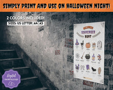 Load image into Gallery viewer, Kids Halloween Scavenger Hunt Printable Party Game | Halloween Treasure Hunt, Trick or Treat Alternative Activites
