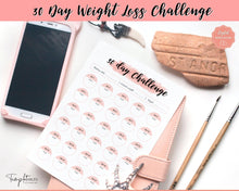 Load image into Gallery viewer, 30 day Weight Loss Tracker & Monthly Challenge | Weight Loss Chart, Pounds Lost Fitness Tracker | Pink Swash