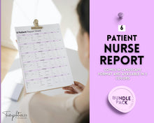 Load image into Gallery viewer, 6 Patient Nurse Report Sheet to Organize your Shifts | Nurse Brain Sheet, ICU Nurse Report Patient Assessment Template | Purple