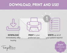 Load image into Gallery viewer, 6 Patient Nurse Report Sheet to Organize your Shifts | Nurse Brain Sheet, ICU Nurse Report Patient Assessment Template | Purple