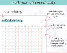 Load image into Gallery viewer, Attendance Tracker Sheet | Printable Attendance Record Log for Students | Colorful Sky