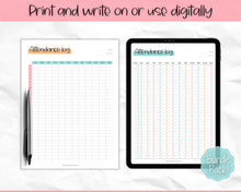 Load image into Gallery viewer, Attendance Tracker Sheet | Printable Attendance Record Log for Students | Colorful Sky