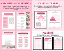 Load image into Gallery viewer, 60+ WORKSHEET Template Bundle | Canva Workbook Templates & Lead Magnet for Coaches | Brit Pink