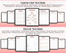 Load image into Gallery viewer, Digital Ultimate Wedding Planner for iPad | GoodNotes Wedding Checklist, Wedding Schedule, Bridal Binder, Wedding Budget & Itinerary | Pink Watercolor