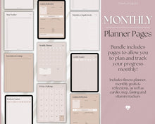 Load image into Gallery viewer, Fitness Planner Ultimate Bundle | Weight Loss, Workout, Fitness, Wellnes & Health, Meal Planner, Self Care, Habit Tracker | Lux
