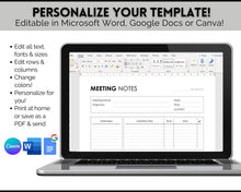 Load image into Gallery viewer, Meeting Notes Template | Editable Meeting Minutes & Meeting Agenda Template for GoodNotes, OneNote