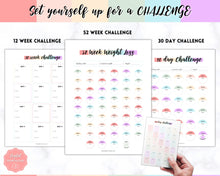 Load image into Gallery viewer, Weight Loss Tracker BUNDLE |  Fitness Planner Printable, Pounds Lost Tracker, Body Measurements & Meal Planner | Swash Rainbow