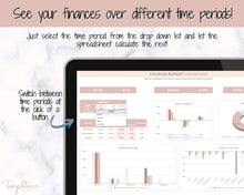 Load image into Gallery viewer, Budget Planner for Couples | Google Sheets Automated Monthly Expenses Spreadsheet | Brown