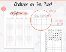 Load image into Gallery viewer, EDITABLE 75 SOFT Challenge Tracker | 75soft Printable Challenge, Fitness & Health Planner | Pink Watercolor