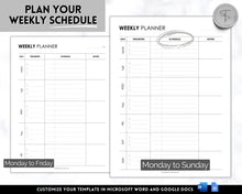 Load image into Gallery viewer, EDITABLE Weekly Planner 1 Page Templates | 2023 Weekly Schedule, To Do List Printable & Habit Tracker templates | Mono Style 2
