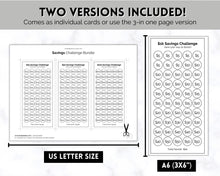 Load image into Gallery viewer, Mini Savings Challenge Printable BUNDLE | 12 Saving Trackers, Cash Envelope, A6 Saving Challenges | Mono
