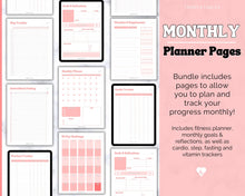 Load image into Gallery viewer, Fitness Planner Ultimate Bundle | Weight Loss, Workout, Fitness, Wellnes & Health, Meal Planner, Self Care, Habit Tracker | Hearts