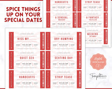Load image into Gallery viewer, Naughty Sex Coupons for Valentines | Sexy Couples Coupon Book for Him & Her | Personalized Kinky Valentines, Birthday, Anniversary Gifts | Red