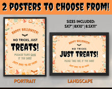 Load image into Gallery viewer, Halloween Trick or Treat sign | 'Please Take One' Printable Candy Treat Poster | Orange