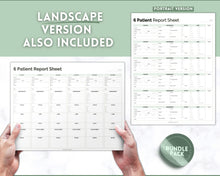 Load image into Gallery viewer, 6 Patient Nurse Report Sheet to Organize your Shifts | Nurse Brain Sheet, ICU Nurse Report Patient Assessment Template | Green