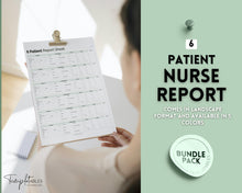 Load image into Gallery viewer, 6 Patient Nurse Report Sheet to Organize your Shifts | Nurse Brain Sheet, ICU Nurse Report Patient Assessment Template | Green