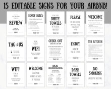 Load image into Gallery viewer, Airbnb Host BUNDLE | Editable Airbnb Signs, Welcome Book Template, Cleaning checklist, Business Tracker Spreadsheet | Farmhouse
