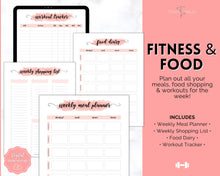 Load image into Gallery viewer, Weight Loss Tracker BUNDLE |  Fitness Planner Printable, Pounds Lost Tracker, Body Measurements & Meal Planner | Pink Swash