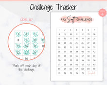 Load image into Gallery viewer, EDITABLE 75 SOFT Challenge Tracker | 75soft Printable Challenge, Fitness & Health Planner | Pink Watercolor