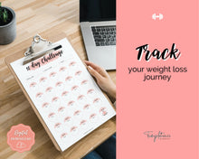 Load image into Gallery viewer, 30 day Weight Loss Tracker & Monthly Challenge | Weight Loss Chart, Pounds Lost Fitness Tracker | Pink Swash