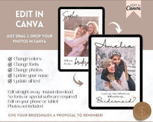 Load image into Gallery viewer, Bridesmaid Proposal Card EDITABLE Template | Add your PHOTO to your Bridesmaid Invite, Bridal Maid of Honor Template | Style 1