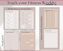 Load image into Gallery viewer, Fitness Planner Ultimate Bundle | Weight Loss, Workout, Fitness, Wellnes & Health, Meal Planner, Self Care, Habit Tracker | Lux
