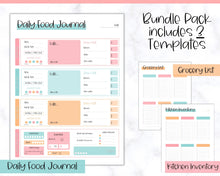 Load image into Gallery viewer, Colorful Daily Food Diary Printable |Diet & Nutrition Log, Weekly Meal Planner | Colorful Sky