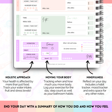 Load image into Gallery viewer, Food Journal: Daily Food Journal, 90 Day Meal Tracker & Planner, Fitness Diet Wellness Planner, Habit Tracker, Weight Loss Tracker, Nutrition Log, Daily Food Diary | A5 Pastel Rainbow