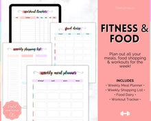 Load image into Gallery viewer, Weight Loss Tracker BUNDLE |  Fitness Planner Printable, Pounds Lost Tracker, Body Measurements & Meal Planner | Swash Rainbow
