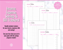 Load image into Gallery viewer, Finance Planner BUNDLE | Budget Planner Templates, Financial Savings Tracker Printables, Monthly Debt, Bill, Spending, Expenses Tracker | Brit Pink