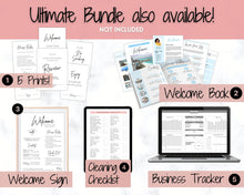 Load image into Gallery viewer, Airbnb 2 Page Welcome Poster Template, Wifi Password Sign Printable, Welcome Book, House Rules, Host, Vacation Rental, Check Out Instruction | Brit