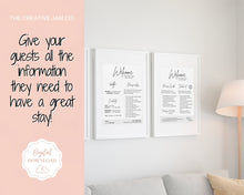 Load image into Gallery viewer, Airbnb 2 Page Welcome Poster Template, Wifi Password Sign Printable, Welcome Book, House Rules, Host, Vacation Rental, Check Out Instruction | Brit