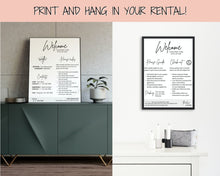 Load image into Gallery viewer, Airbnb 2 Page Welcome Poster Template, Wifi Password Sign Printable, Welcome Book, House Rules, Host, Vacation Rental, Check Out Instruction | Brit