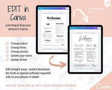 Load image into Gallery viewer, Airbnb 2 Page Welcome Poster Template, Wifi Password Sign Printable, Welcome Book, House Rules, Host, Vacation Rental, Check Out Instruction | Brit
