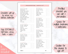 Load image into Gallery viewer, Airbnb Cleaning Checklist, EDITABLE Housekeeping Cleaning Planner, Cleaning Schedule, House Chores, Clean Routine, Professional Cleaning