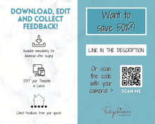 Load image into Gallery viewer, Airbnb Feedback Request Postcard, Editable Airbnb Guest Rating & Review Form, Air bnb Welcome Book, Check Out Signs, VRBO Signage, STR Host - Blue