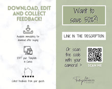 Load image into Gallery viewer, Airbnb Feedback Request Postcard, Editable Airbnb Guest Rating & Review Form, Air bnb Welcome Book, Check Out Signs, VRBO Signage, STR Host - Green