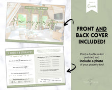 Load image into Gallery viewer, Airbnb Feedback Request Postcard, Editable Airbnb Guest Rating & Review Form, Air bnb Welcome Book, Check Out Signs, VRBO Signage, STR Host - Green