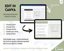 Load image into Gallery viewer, Airbnb Feedback Request Postcard, Editable Airbnb Guest Rating & Review Form, Air bnb Welcome Book, Check Out Signs, VRBO Signage, STR Host - Green