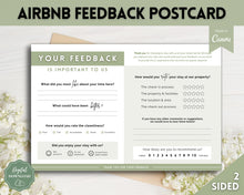 Load image into Gallery viewer, Airbnb Feedback Request Postcard, Editable Airbnb Guest Rating & Review Form, Air bnb Welcome Book, Check Out Signs, VRBO Signage, STR Host - Green